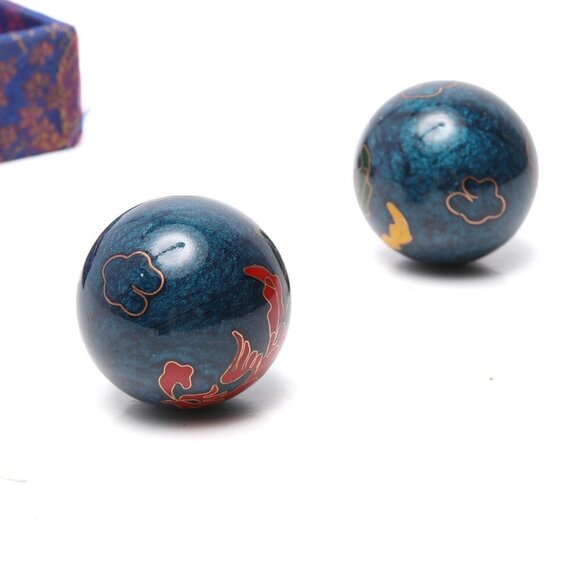 Chinese Baoding Balls Metal Meditation Health Relaxation Soothing Hand Blue Red - Picture 5 of 10